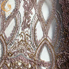 Πορφυρό τρισδιάστατο πολύχρωμο 91.44cm γαμήλιων δαντελλών χαντρών μήκος υφασμάτων με τα τσέκια