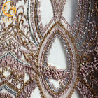 Πορφυρό τρισδιάστατο πολύχρωμο 91.44cm γαμήλιων δαντελλών χαντρών μήκος υφασμάτων με τα τσέκια