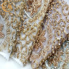 Υλικό MDX χρώματος κεντητικής χειροποίητο χρυσό ύφασμα δαντελλών δαντελλών για το γαμήλιο φόρεμα